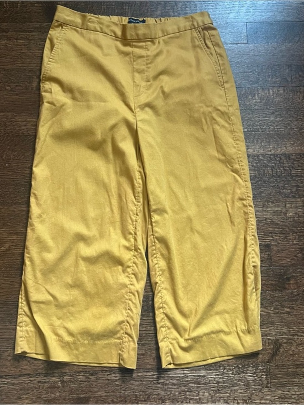 Banana Republic size 12 petite mustard yellow Rowan wide leg crop pants